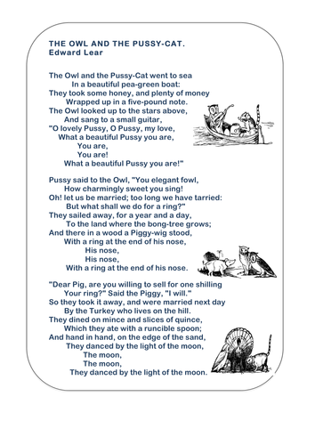 The Owl and the Pussycat - Printable Poem
