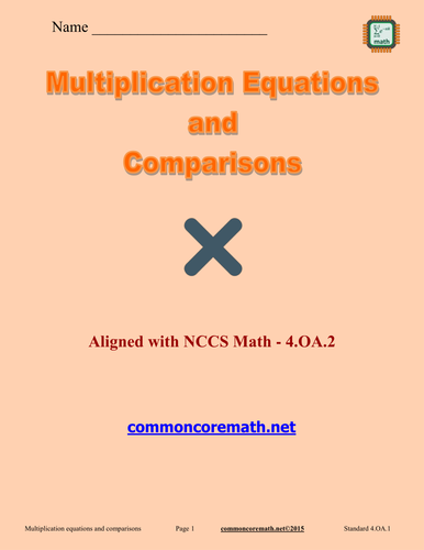 Multiplication Equations and Comparisons - 4.OA.1