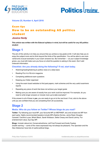 AS Politics – Exam tips and revision checklist 