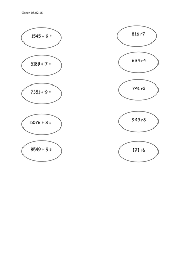 Short Division Year 5 resources