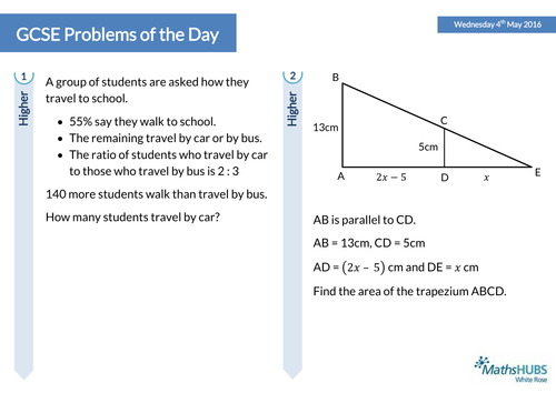 GCSE Problem Solving Questions of the Day - 29th April