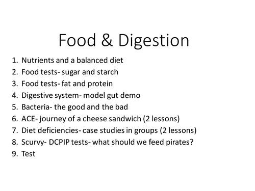 Year 7 food and digestion complete lessons 