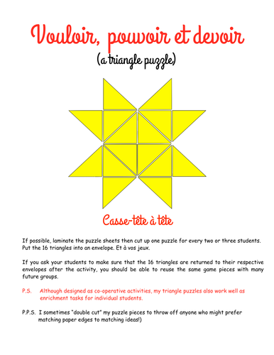 Triangle puzzle: Vouloir, Pouvoir et Devoir