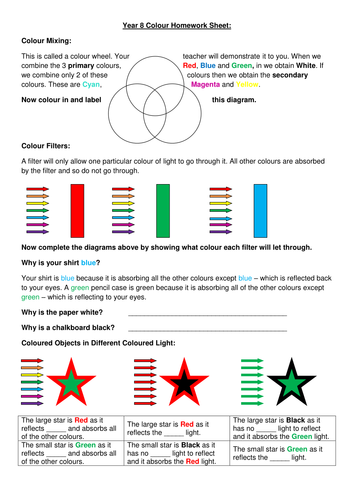Year 8 Colour Adding and Subtracting Worksheet