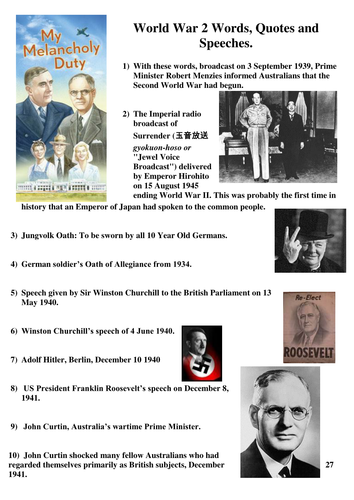 World War 2 'Famous Quotes and Speeches' match up activity. | Teaching ...