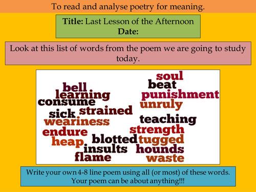 last lesson of the afternoon poem summary