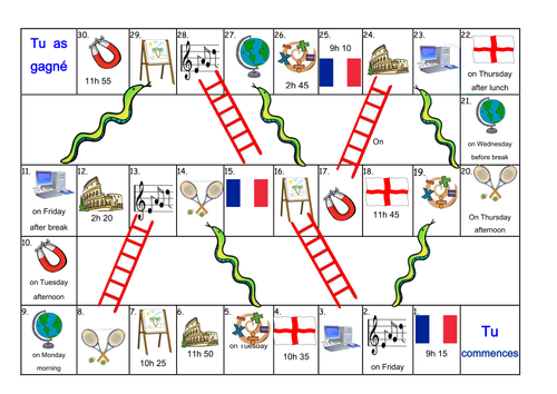 FRENCH - School Subjects - Les Matières Scolaires BOARD GAMES