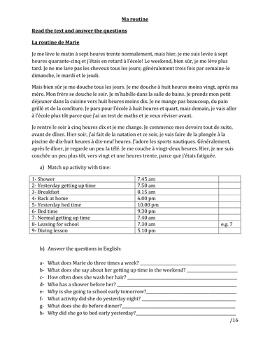 Ma routine in 3 tenses