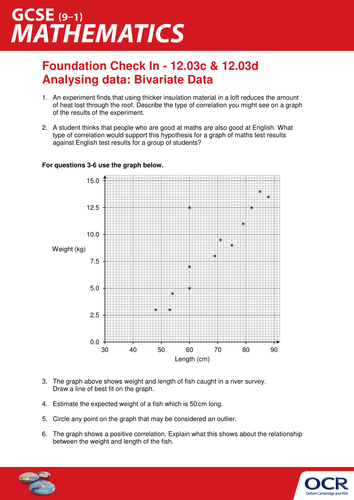 OCR Maths: Foundation GCSE - Check In Test 12.03c & d Analysing data