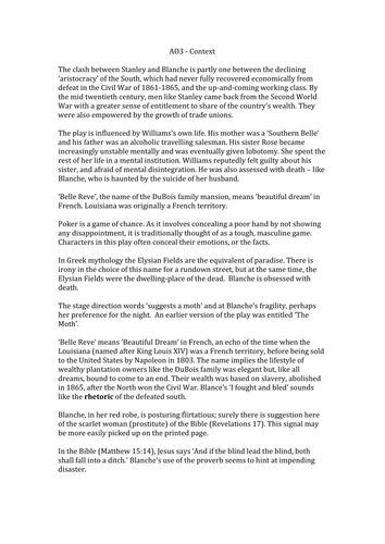 Streetcar Named Desire A Level AO3