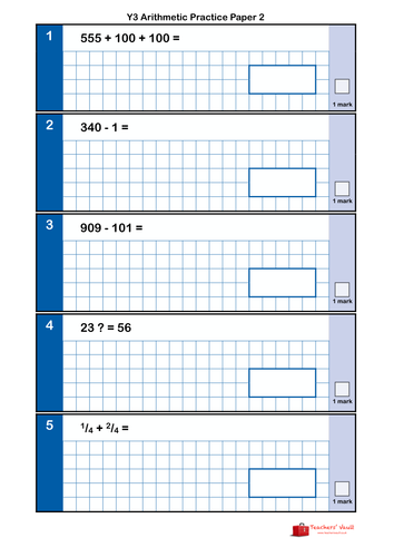 Arithmetic Practice Sheets