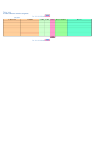 CPD Continual Professional Development Sheet