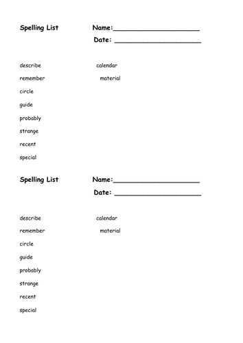 Spelling Activity Pack Examples