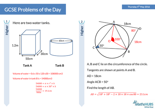 GCSE Problem Solving Questions of the Day - 5th May