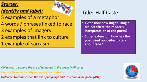 English Poetry Lesson-Half-Caste 