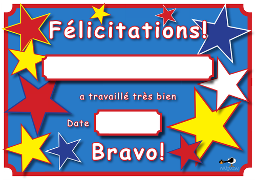 French Reward Certificate