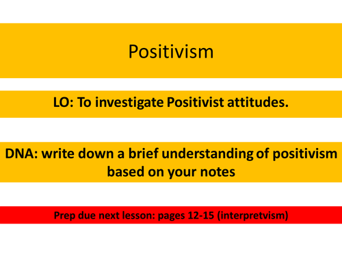 OCR Sociology Research Methods Positivism