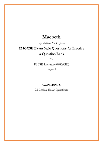 Practice essay questions for macbeth