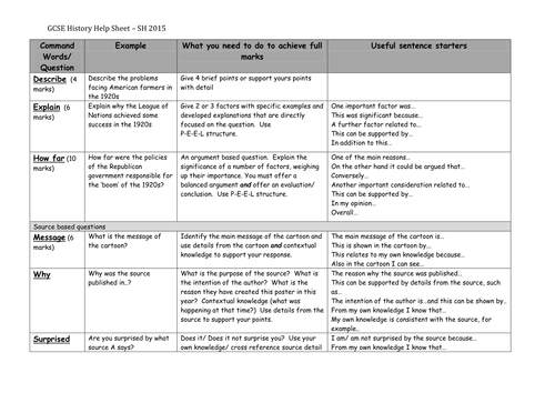 OCR History tips for answering questions