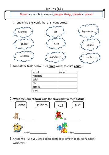 KS1 Grammar Nouns Teaching Resources