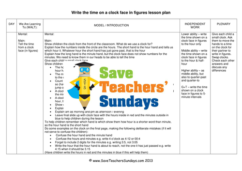 Telling Time KS1 Worksheets, Lesson Plans and PowerPoint 
