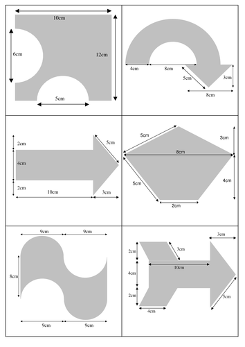 Area and perimeter of compound shapes (matching activity)