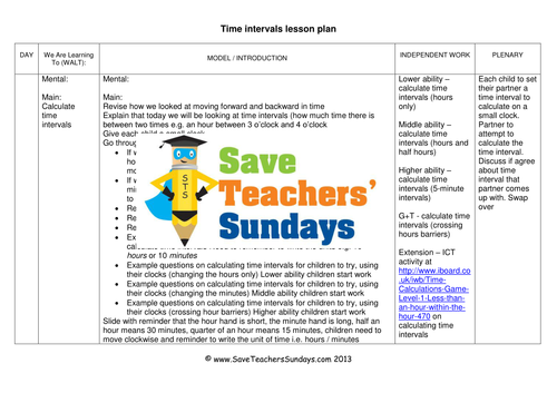 Time Intervals KS1 Worksheets, Lesson Plans and PowerPoint
