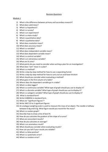 Revision questions for new OCR A Chemistry A-Level Modules 1-4