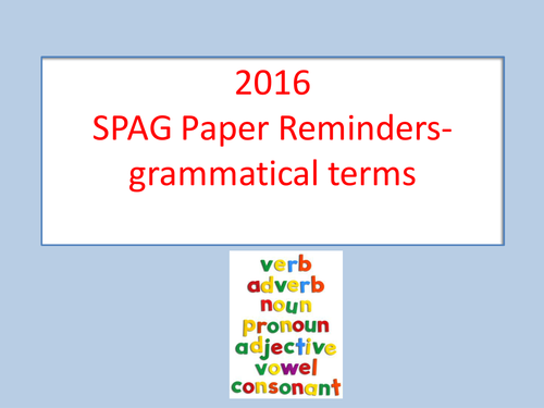 KS2/Key Stage 2 Spag Test- Grammatical Term Reminders