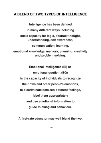 A BLEND OF INTELLIGENCE