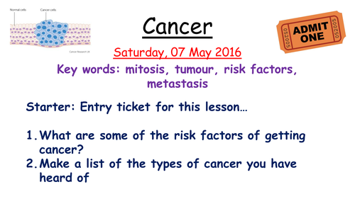 Cancer lesson for new AQA GCSE