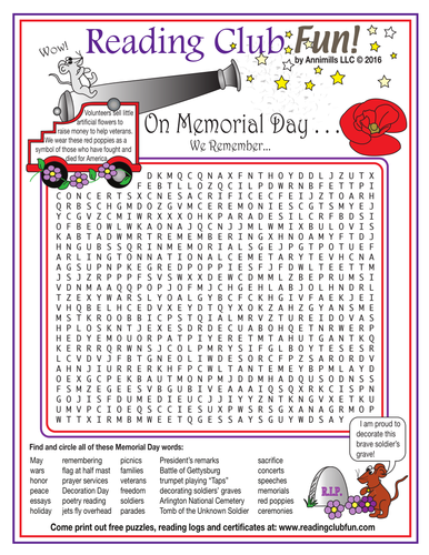 memorial day word search puzzle teaching resources