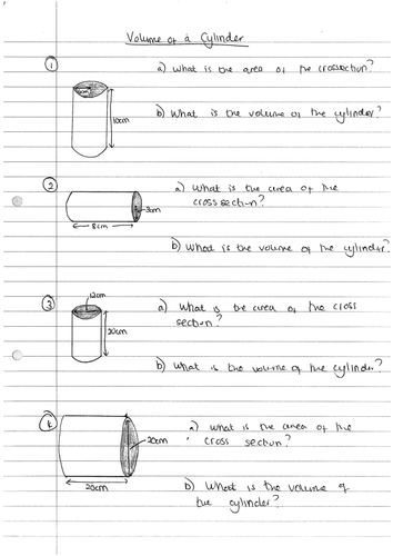 Volume of a Cylinder | Teaching Resources