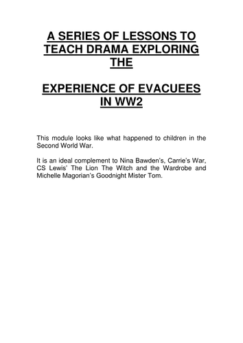 Evacuees- a Drama Scheme of Work