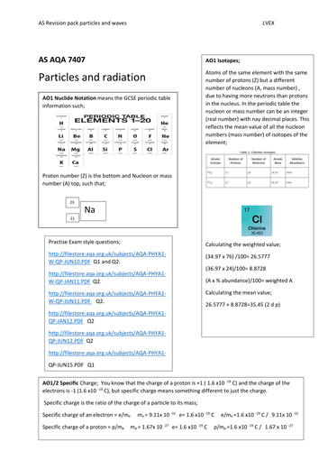 Particles  AS Physics, guarantee success in AO1 and AO2 questions, student booklet/exam questions 