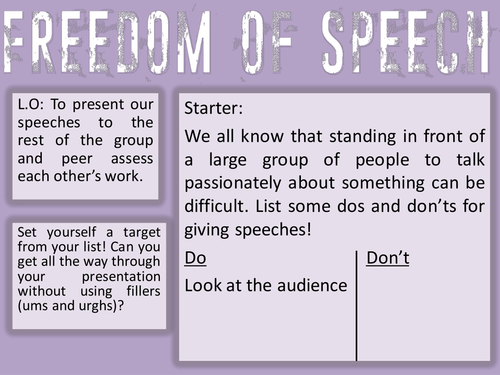 Detailed Lesson by Lesson Speeches SOW