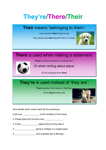 They're/Their/There Worksheet