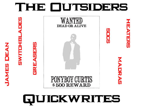 OUTSIDERS Journal - Quickwrite Writing Prompts - PowerPoint