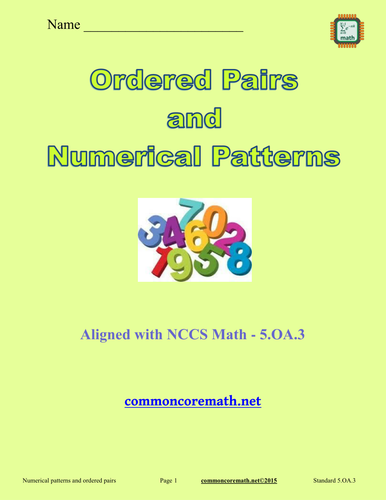 Graph Ordered Pairs and Recognize Numerical Patters - 5.OA.3