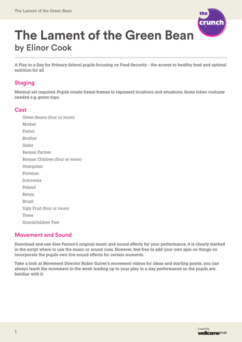 The Lament of the Green Bean Play Script