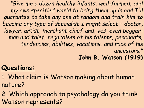 AQA 2015 A level Psychology- Behaviourist Approach