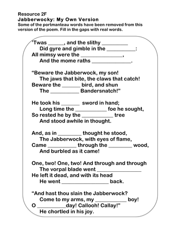 Collection of Jabberwocky Worksheet - Bluegreenish