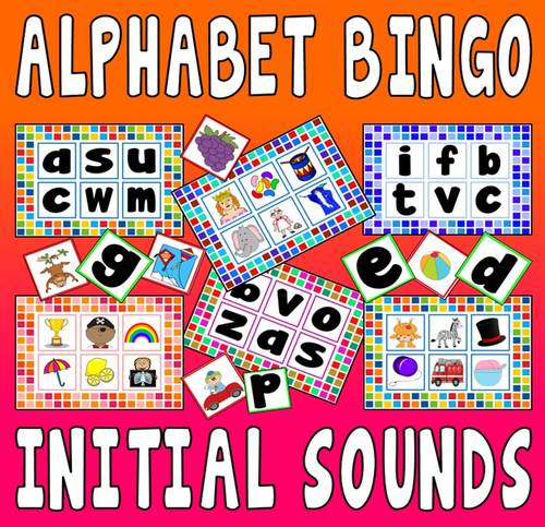 ALPHABET INITIAL SOUNDS BINGO GAME - TEACHING RESOURCES - ALPHABET PHONICS ENGLISH EYFS