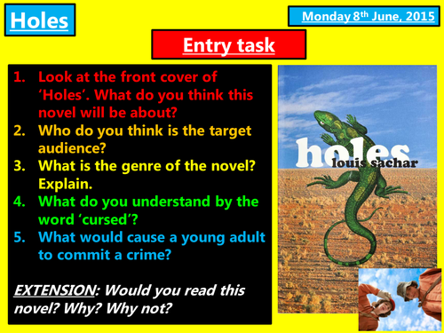 Holes themes worksheet image