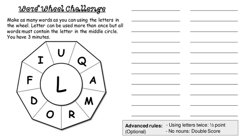 Word Wheel Challenge / Competition