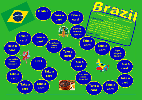 Brazil Board Game- Great for Olympics 2016 Topic or Geography Study. 