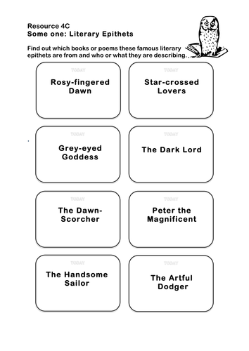 Classic Literature Research Activity - Epithets