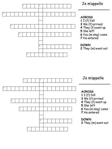 Past tense with ETRE crossword