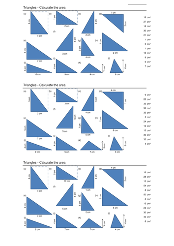 Areas of triangles, rectangles and trapeziums (self marking)