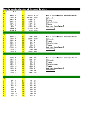 Mixed Calculations Creator